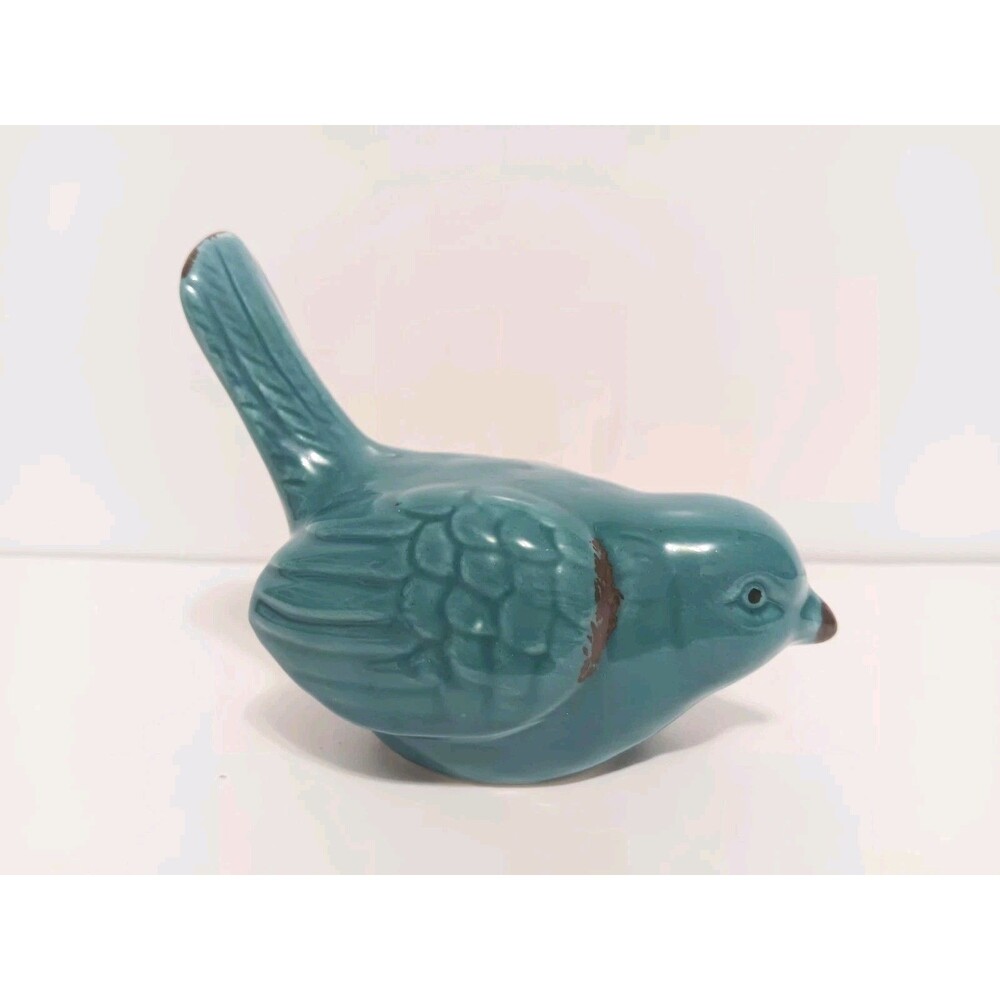 Bird Ceramic Teal / Blue Animal Figurine 3" ×4"